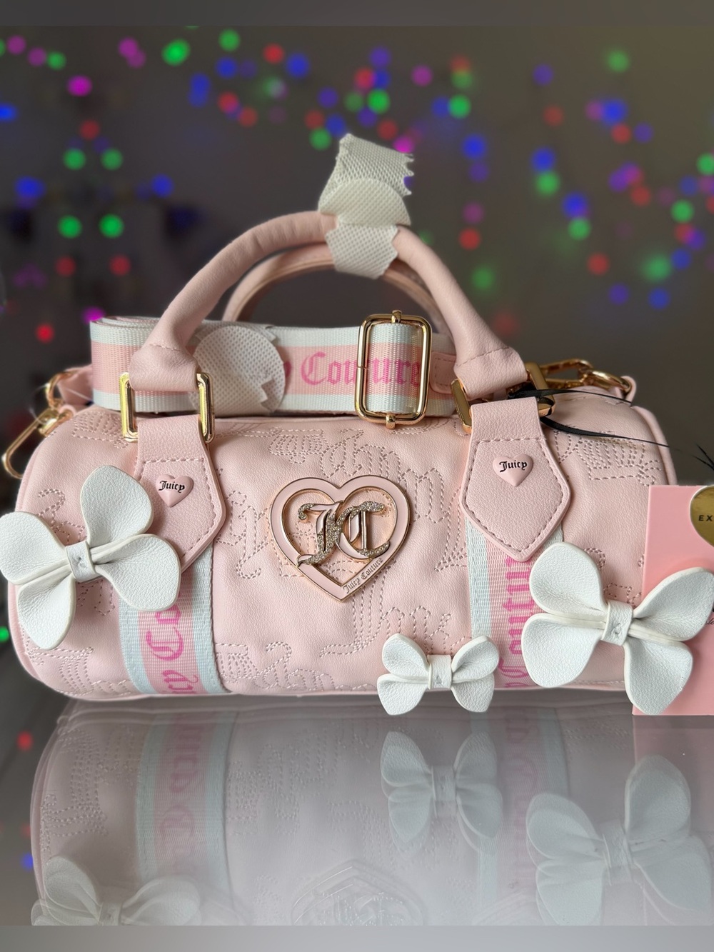 Juicy Couture Save The Best For Last Mini Barrel crossbody Blush Pink bows